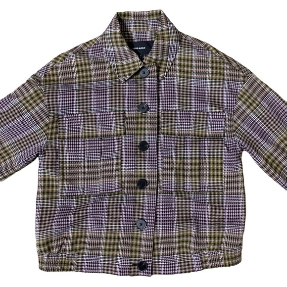 Very Moda Plaid NWT Black Brown Green Lavender Short Jacket Size 4 - Picture 3 of 9